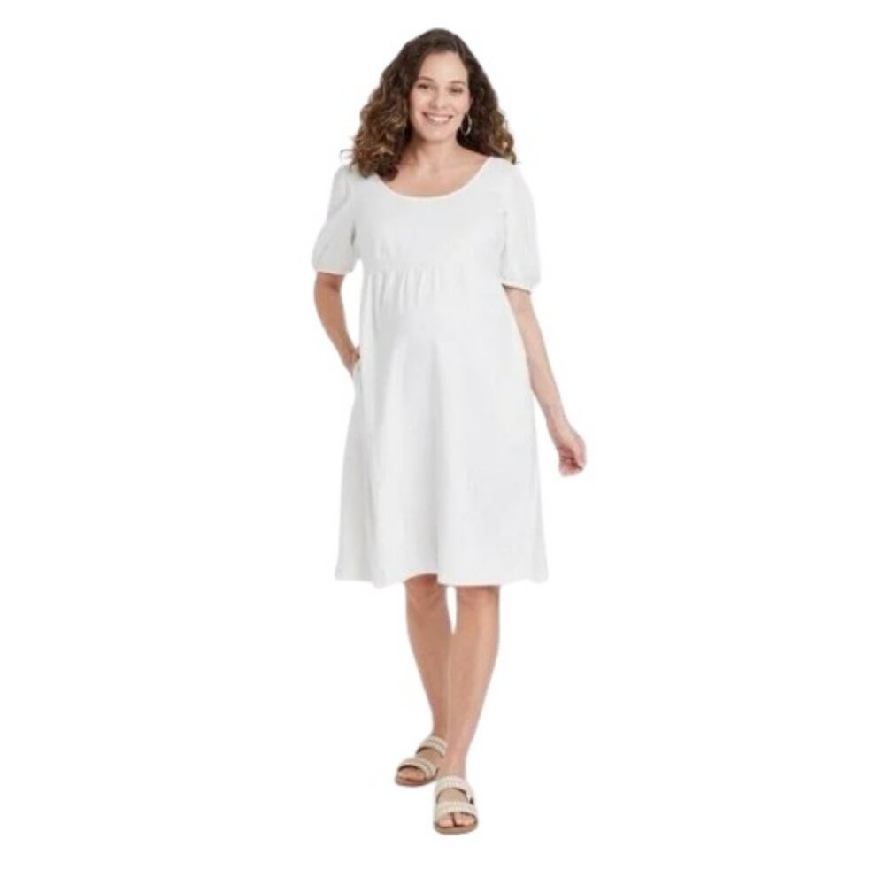 Isabel Maternity by Ingrid+Isabel white maternity open tie back dress size M